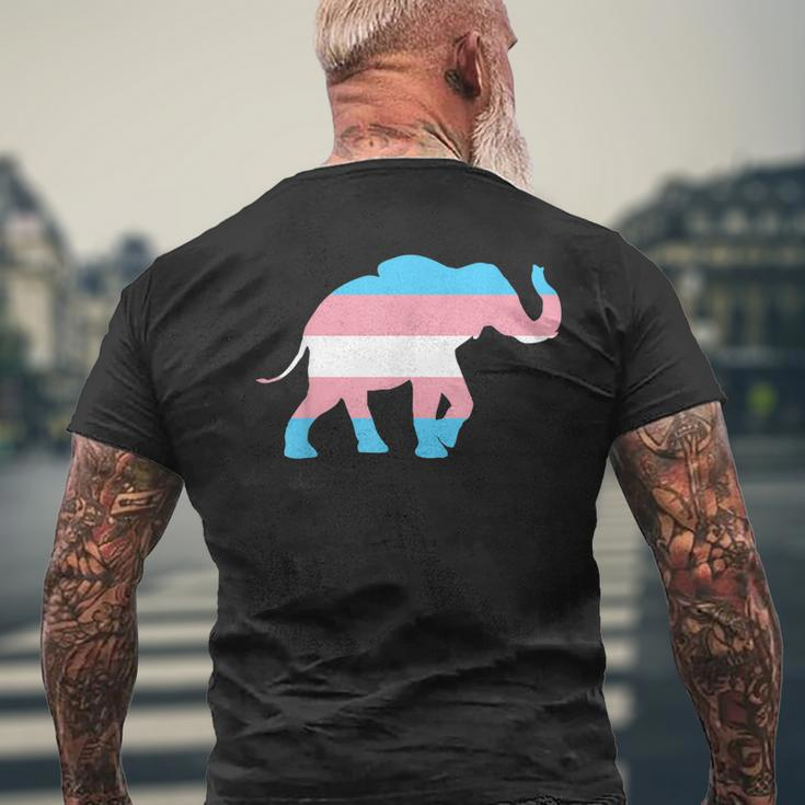 Transgender Elephant Trans Pride Flag Ftm Mtf Elephant Lover Mens Back Print T-shirt Gifts for Old Men