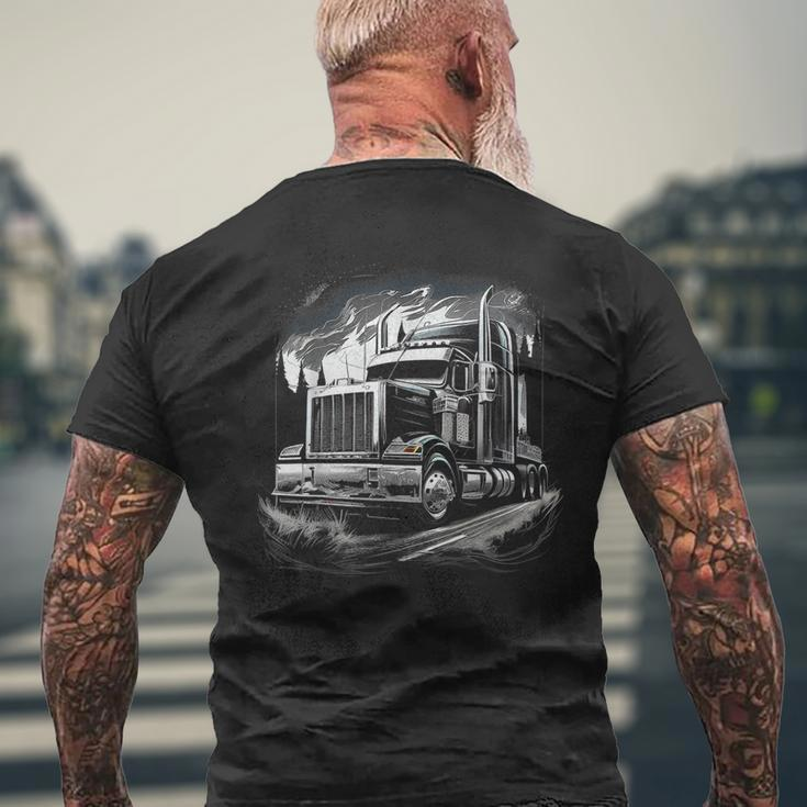 Truck Driver 18 Wheeler Trucker Gift Mens Back Print T-shirt Gifts for Old Men