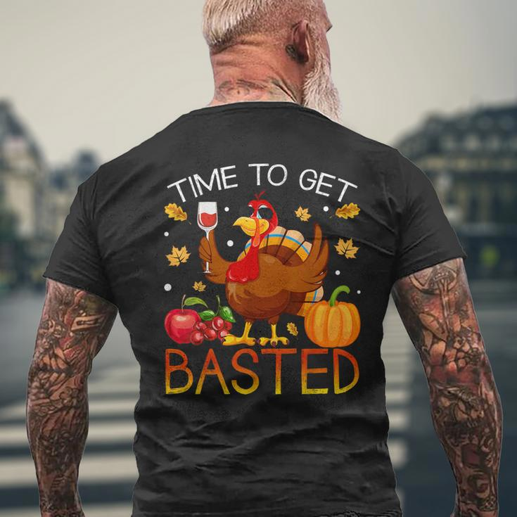 Turkey Time To Get Basted Retro Happy Thanksgiving Women Men's T-shirt Back Print Gifts for Old Men