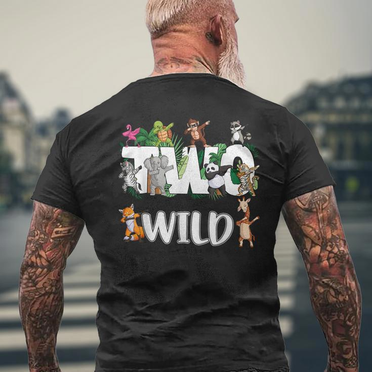 Two Wild Animals Safari 2 Years Jungle 2Nd Second Birthday Mens Back Print T-shirt Gifts for Old Men