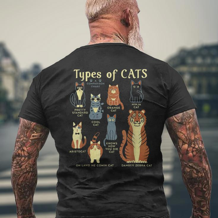 Types Of Cat Funny Comparison Cat Pet Lover Owner Mens Back Print T-shirt Gifts for Old Men