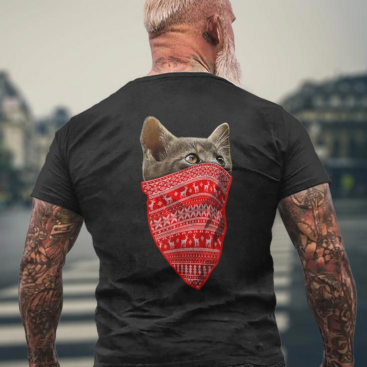 Ugly Christmas Sweater Pattern Christmas Cat For Men Men's T-shirt Back Print Gifts for Old Men
