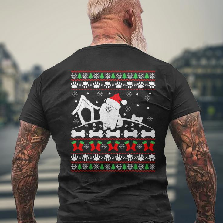 Ugly Christmas Sweater Pomeranian Dog Men's T-shirt Back Print Gifts for Old Men