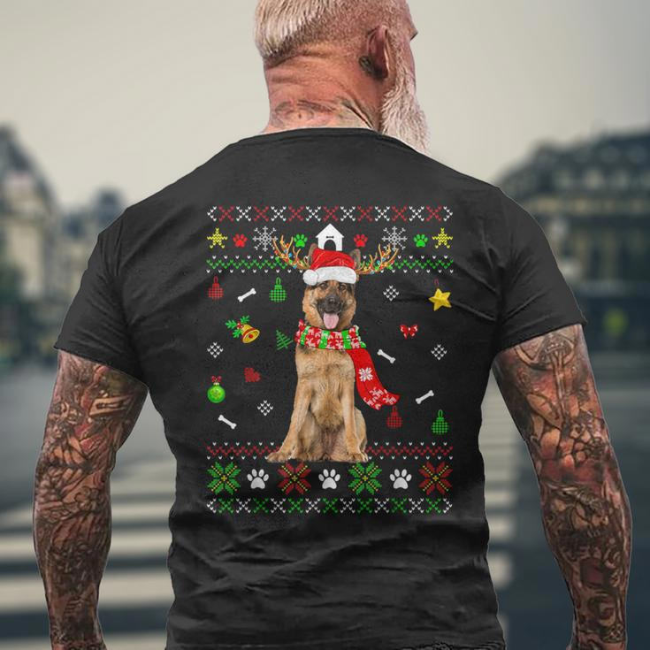 Ugly Sweater Christmas German Shepherd Dog Puppy Xmas Pajama Men's T-shirt Back Print Gifts for Old Men