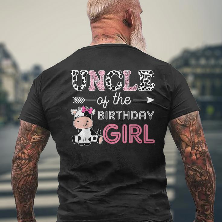 Uncle Of The Birthday Girl Farm Cow Uncle Matching Family Mens Back Print T-shirt Gifts for Old Men
