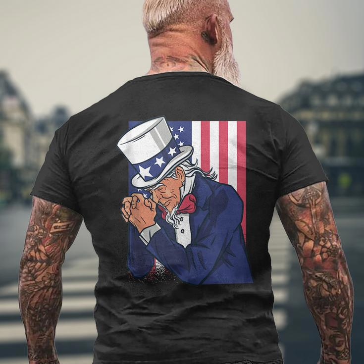 Uncle Sam Praying Us American Patriotic Culture 4Th July Mens Back Print T-shirt Gifts for Old Men