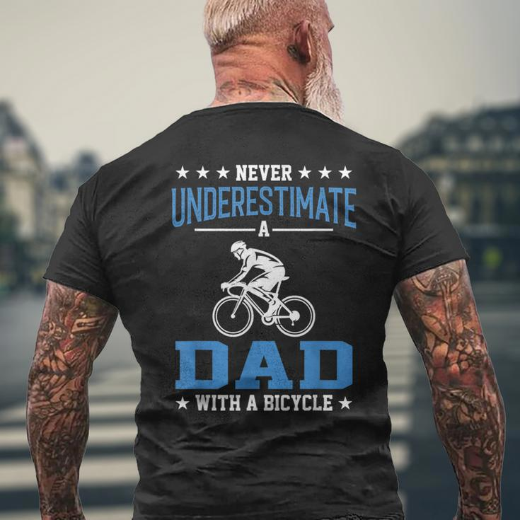 Never Underestimate A Dad With A Bicycle Cycling Men's T-shirt Back Print Gifts for Old Men