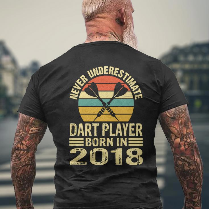 Never Underestimate Dart Player Born In 2018 Dart Darts Men's T-shirt Back Print Gifts for Old Men