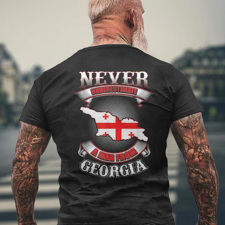 Never Underestimate Georgia Georgia Country Map Men's T-shirt Back Print Gifts for Old Men