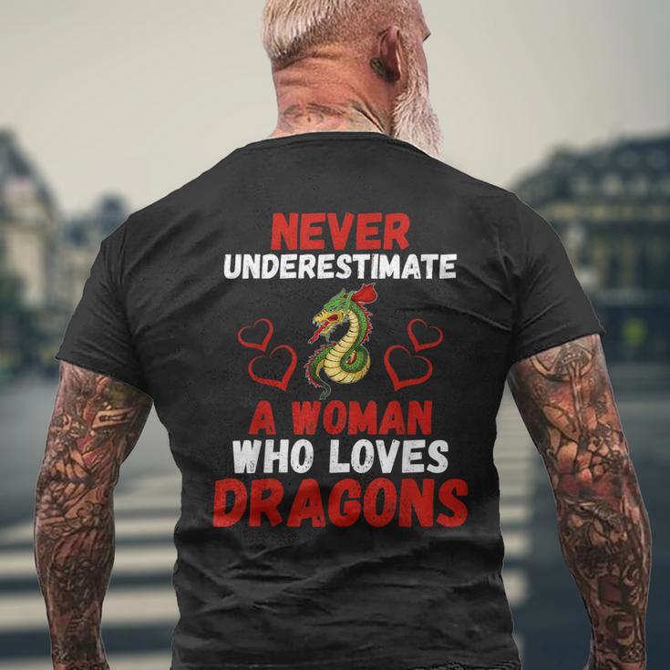 Never Underestimate Love Dragons Graphic Men's T-shirt Back Print Gifts for Old Men