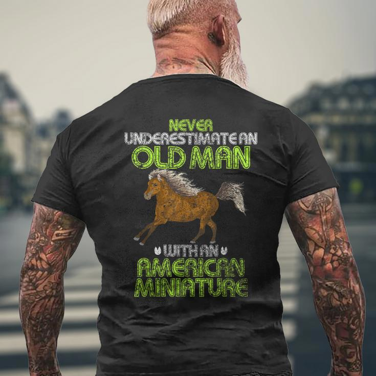 Never Underestimate An Old Man With An American Miniature Men's T-shirt Back Print Gifts for Old Men