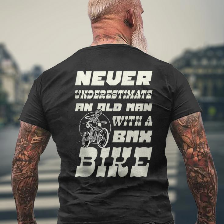 Never Underestimate An Old Man With A Bmx Bike Cyclist Men's T-shirt Back Print Gifts for Old Men