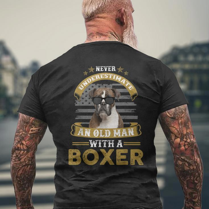 Never Underestimate An Old Man With A Boxer Dog Dad Men's T-shirt Back Print Gifts for Old Men