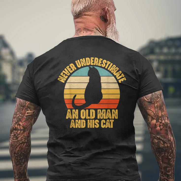 Never Underestimate An Old Man And His Cat Lover Men's T-shirt Back Print Gifts for Old Men