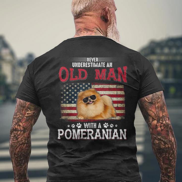 Never Underestimate An Old Man With A Pomeranian Costume Men's T-shirt Back Print Gifts for Old Men
