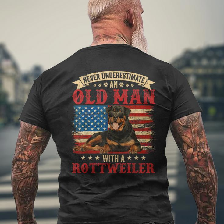 Never Underestimate An Old Man With A Rottweiler Costume Men's T-shirt Back Print Gifts for Old Men