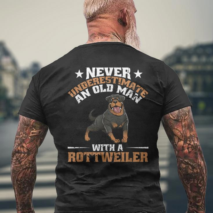Never Underestimate An Old Man With A Rottweiler Dog Dad Men's T-shirt Back Print Gifts for Old Men
