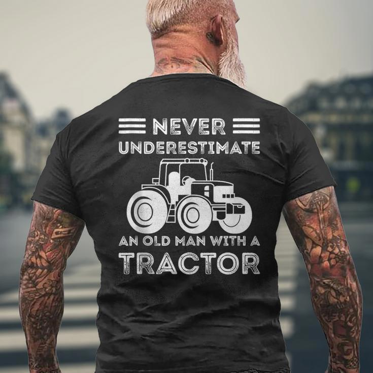 Never Underestimate An Old Man With A Tractor Farmers Men's T-shirt Back Print Gifts for Old Men