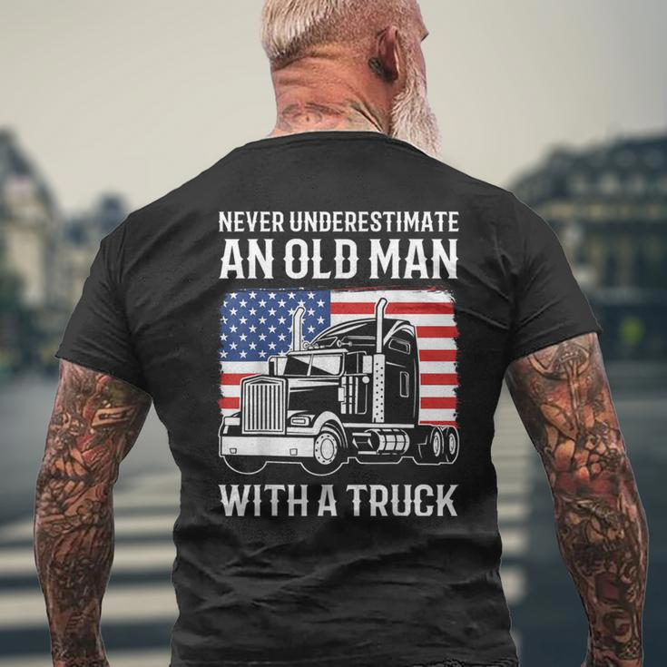 Never Underestimate An Old Man With A Truck Driver Men's T-shirt Back Print Gifts for Old Men