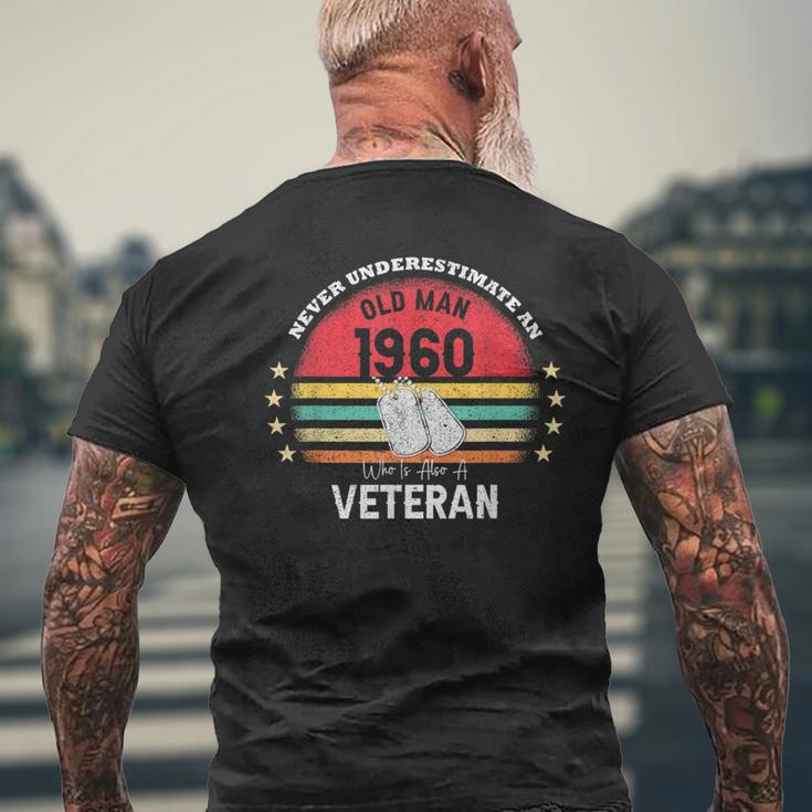 Never Underestimate An Old Man Veteran 1960 Birthday Vintage Men's T-shirt Back Print Gifts for Old Men