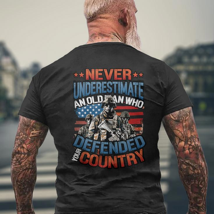 Never Underestimate An Old Man Veterans Day Army Veteran Men's T-shirt Back Print Gifts for Old Men