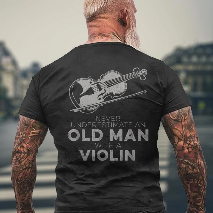 Never Underestimate An Old Man With A Violin Vintage Novelty Men's T-shirt Back Print Gifts for Old Men