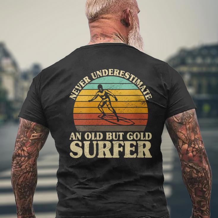Never Underestimate An Old Surfer Surfing Surf Surfboard Men's T-shirt Back Print Gifts for Old Men