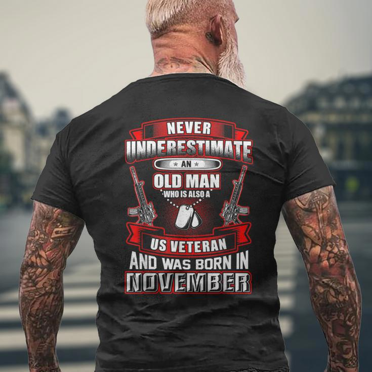 Never Underestimate An Old Us Veteran Born In November Men's T-shirt Back Print Gifts for Old Men