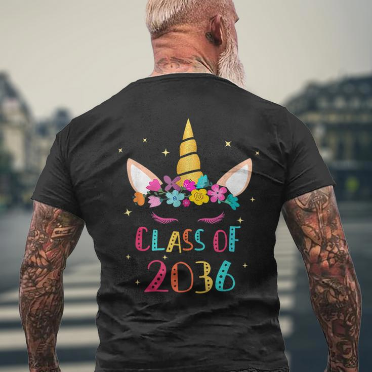 Unicorn Class Of 2036 Kindergarten Grow With Me Graduation Mens Back Print T-shirt Gifts for Old Men