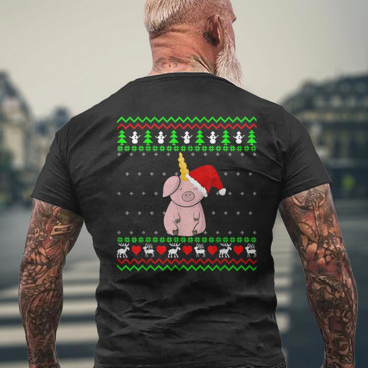 Unicorn Pig Ugly Christmas Sweater Men's T-shirt Back Print Gifts for Old Men