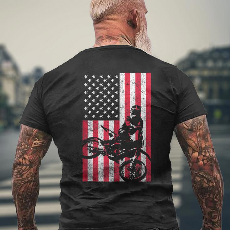 Usa American Flag Dirt Bike Red White Blue 4Th Of July Top Mens Back Print T-shirt Gifts for Old Men