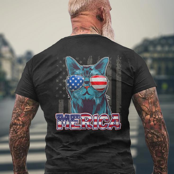 Usa Patriotic Cat 4Th Of July American Flag Men Women Mens Back Print T-shirt Gifts for Old Men