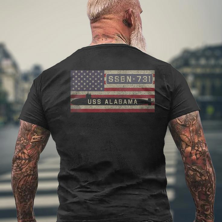 Uss Alabama Ssbn731 Nuclear Submarine American Flag Men's Back Print T-shirt Gifts for Old Men