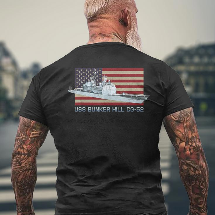 Uss Bunker Hill Cg-52 Ship Diagram American Flag Men's T-shirt Back Print Gifts for Old Men