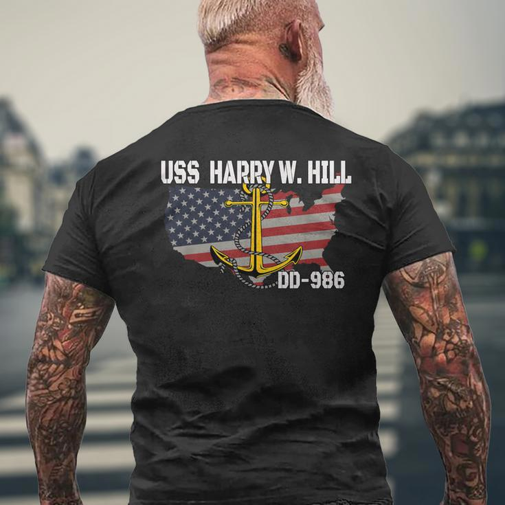 Uss Harry W Hill Dd-986 Warship Veterans Day Father Grandpa Men's T-shirt Back Print Gifts for Old Men