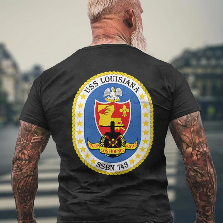 Uss Louisiana Ssbn743 Mens Back Print T-shirt Gifts for Old Men