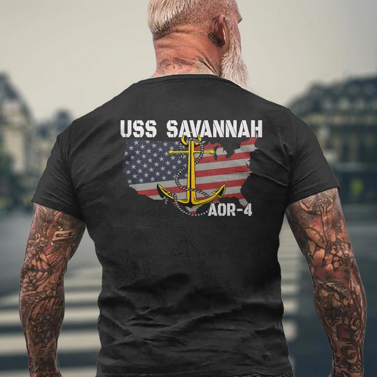 Uss Savannah Aor-4 Replenishment Oiler Ship Veterans Day Dad Men's T-shirt Back Print Gifts for Old Men