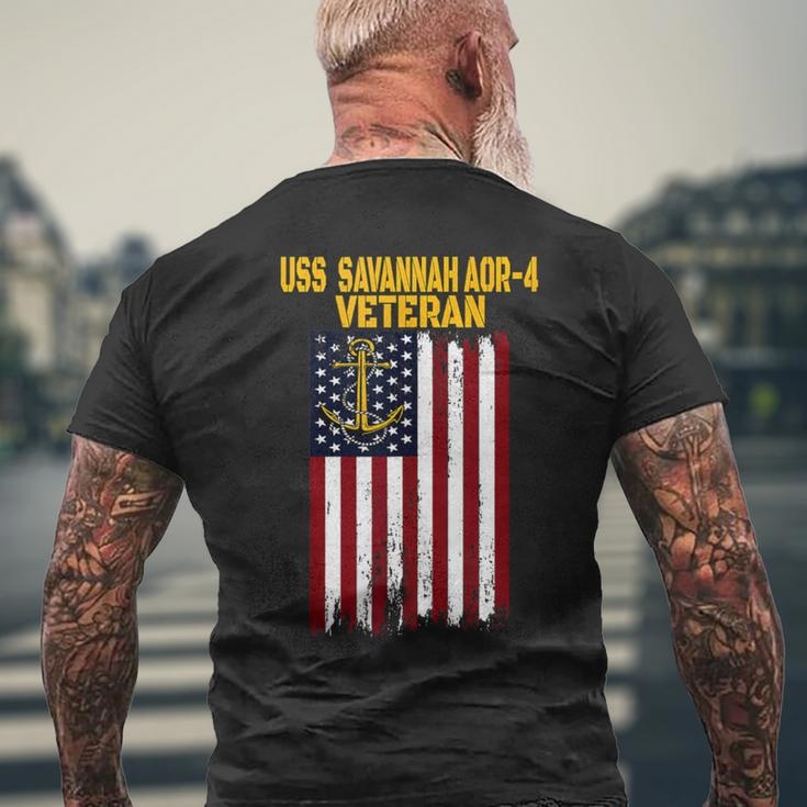 Uss Savannah Aor-4 Replenishment Oiler Ship Veterans Day Men's T-shirt Back Print Gifts for Old Men
