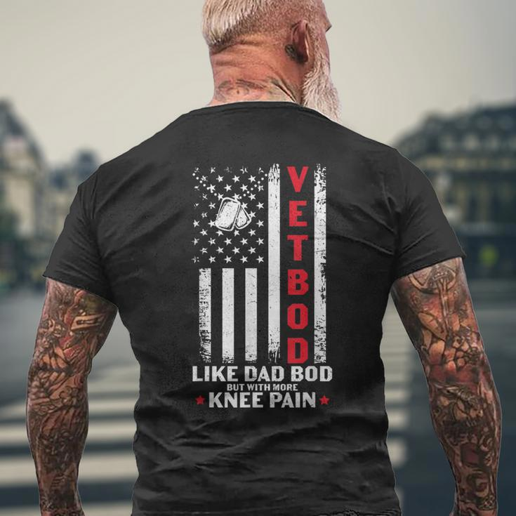 Vet Bod Like Dad Bod US Flag Dog Tag Veteran Men's T-shirt Back Print Gifts for Old Men