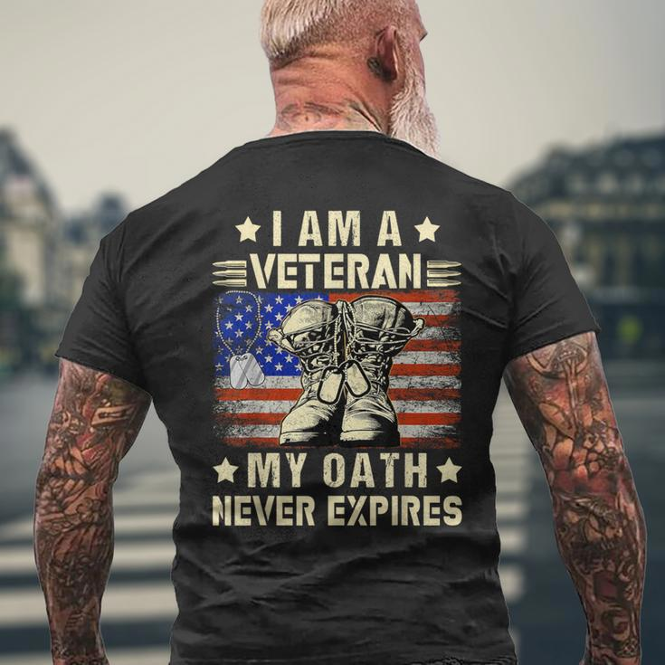 I Am A Veteran My Oath Never Expires Veteran Day Usa Flag Men's T-shirt Back Print Gifts for Old Men