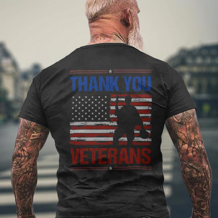Veteran Vets Thank You Veterans Service Patriot Veteran Day American Flag 3 Veterans Mens Back Print T-shirt Gifts for Old Men