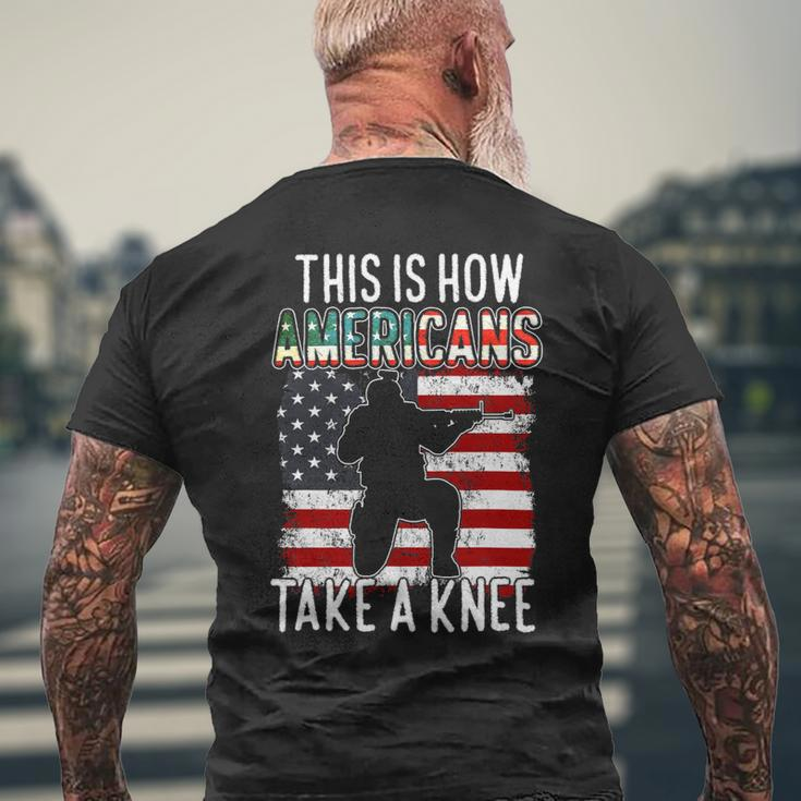 Veteran Vets This Is How Americans Take A Knee Funny Gift Veteran Day 24 Veterans Mens Back Print T-shirt Gifts for Old Men