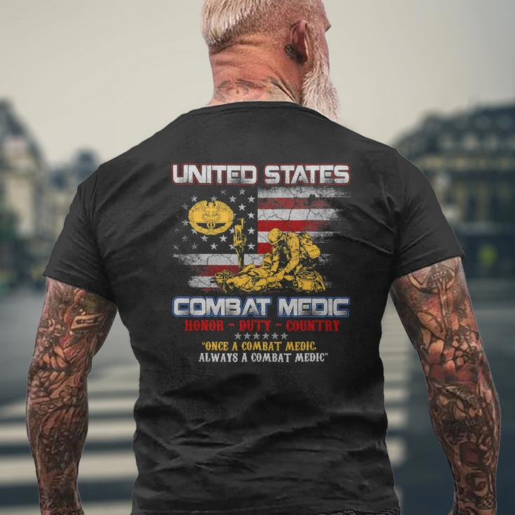 Veteran Vets US Army Combat Medic Veteran Vintage Honor Duty Country 153 Veterans Mens Back Print T-shirt Gifts for Old Men