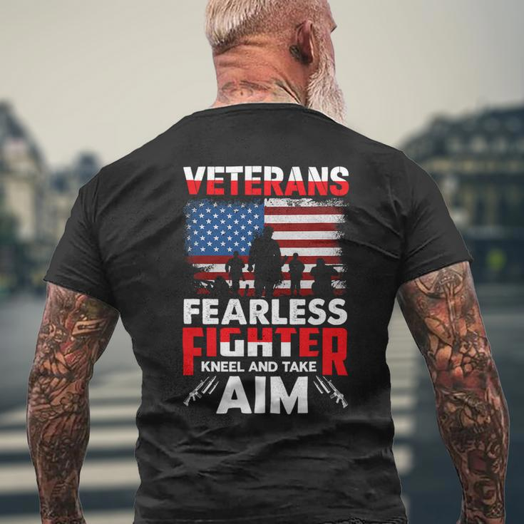 Veteran Vets Us Army Veteran Gifts Kneel American Flag Military Tee Gift Veterans Mens Back Print T-shirt Gifts for Old Men