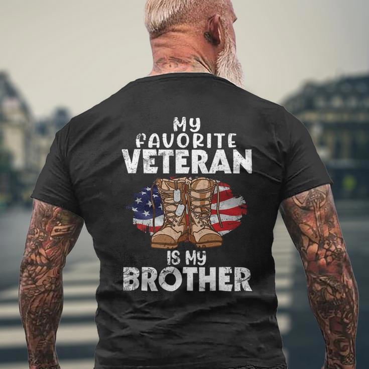 Veteran Vets Us Boot Happy Veteran Day My Favorite Veteran Is My Brother Veterans Mens Back Print T-shirt Gifts for Old Men