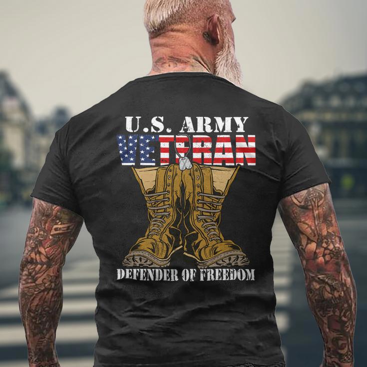 Veteran Vets Us Flag Us Army Veteran Defender Of Freedom Veterans Mens Back Print T-shirt Gifts for Old Men