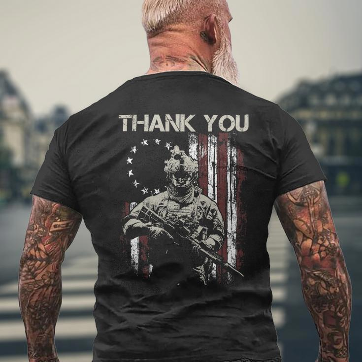 Veteran Vets Us Veteran American Flag Betsy Ross Flag Thank You Veterans 307 Veterans Mens Back Print T-shirt Gifts for Old Men
