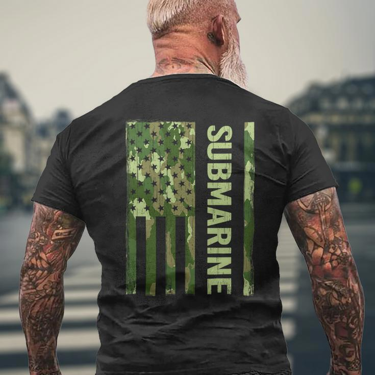 Veteran Vets Usa Flag Submarine Veteran For Men Submarine For Men Veterans Mens Back Print T-shirt Gifts for Old Men