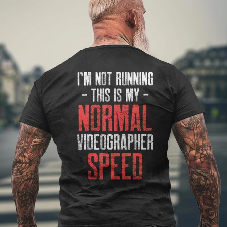 Videographer Running Videography Filmmake Mens Back Print T-shirt Gifts for Old Men