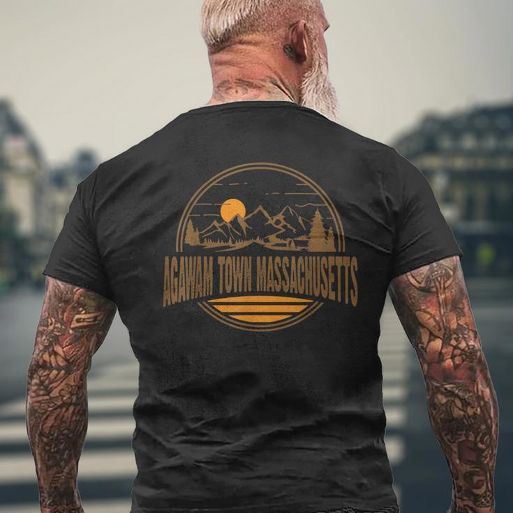 Vintage Agawam Town Massachusetts Mountain Hiking Print Men's T-shirt Back Print Gifts for Old Men